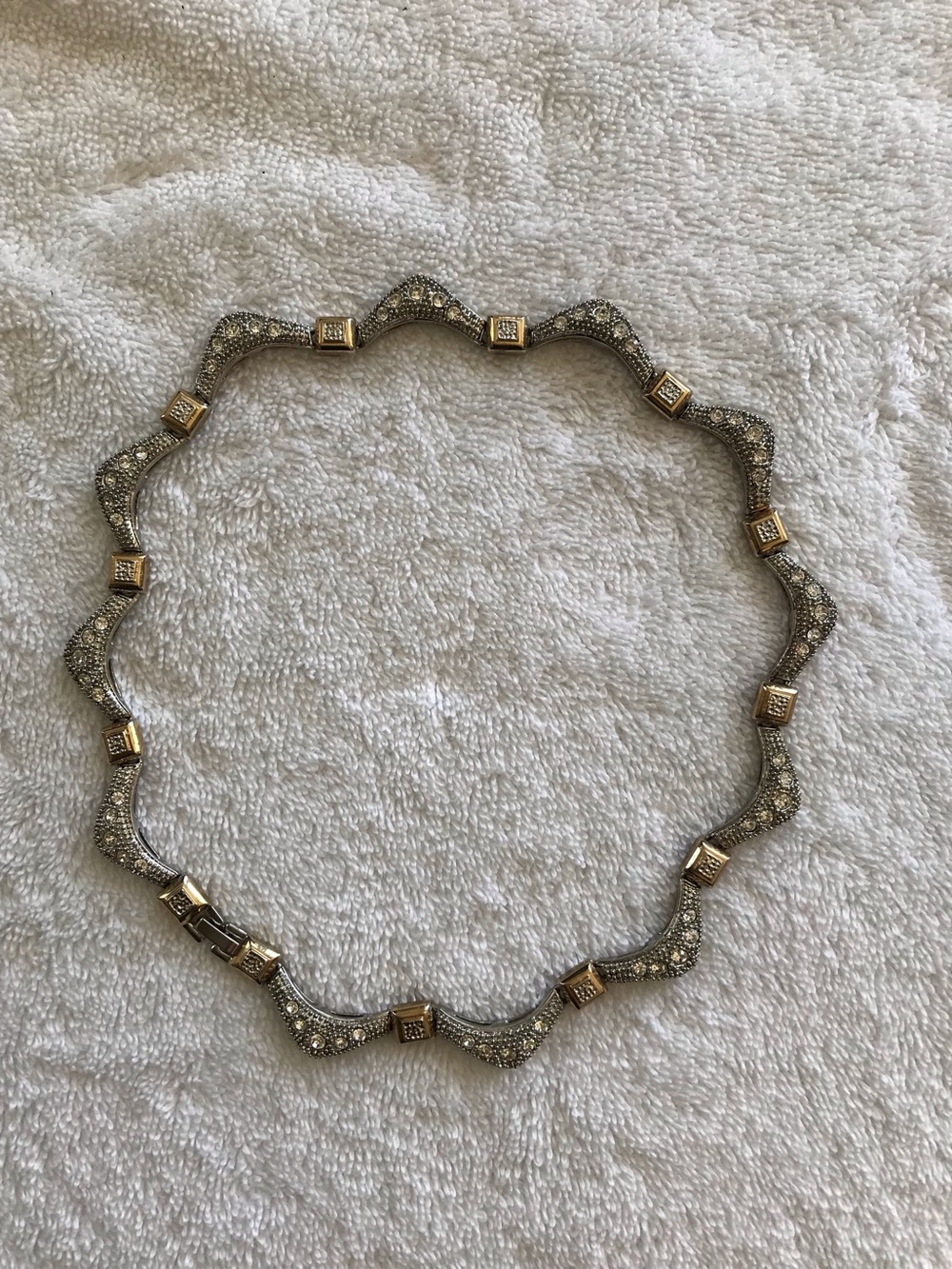 Gold and Silver Crystal Scalloped Necklace
